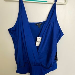 Royal blue, satin bodysuit. XL. Express. Never used or worn.